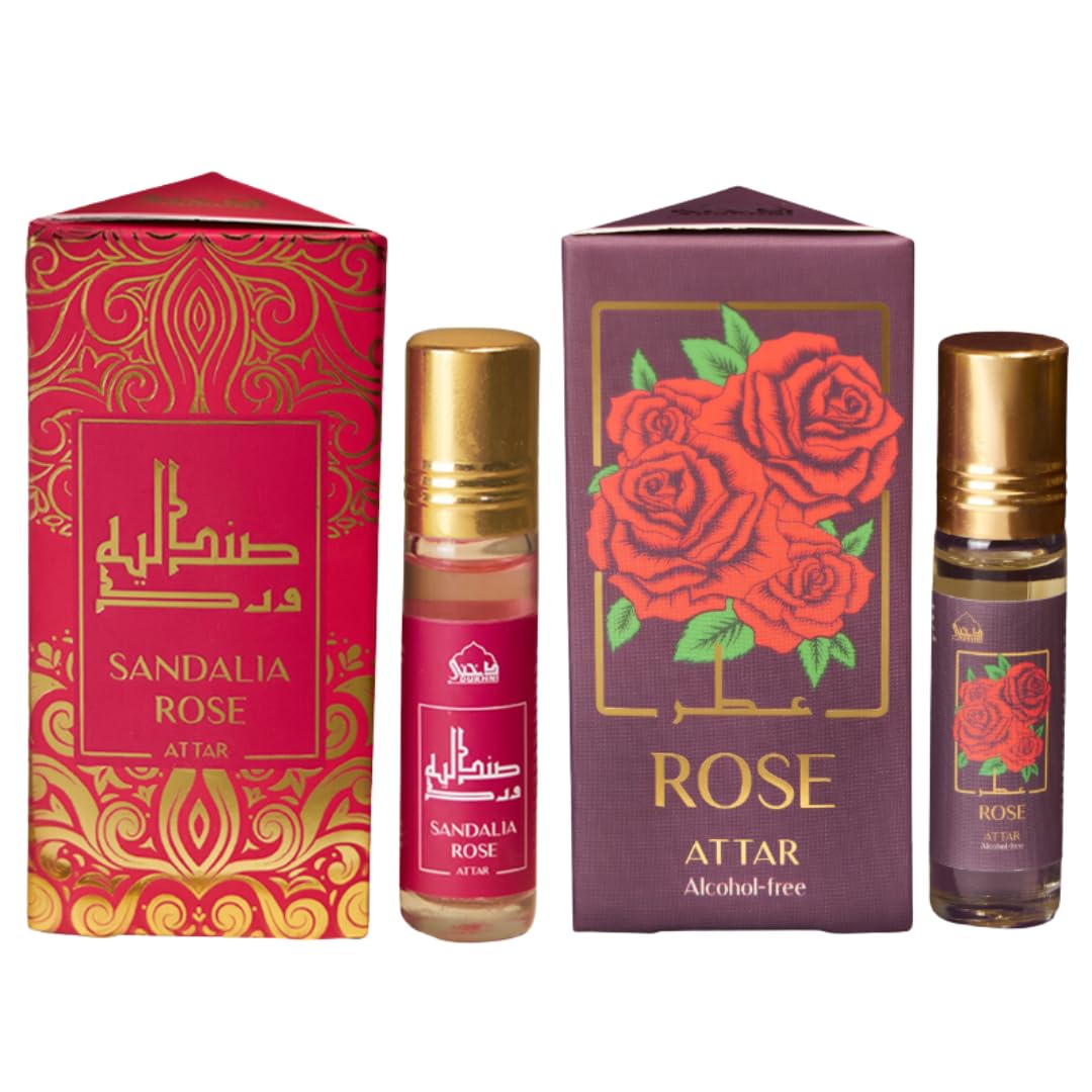 Sandalia & Sandalia Rose Attar Oil by Dukhni | 2x6ml Roll on | Islamic Gift
