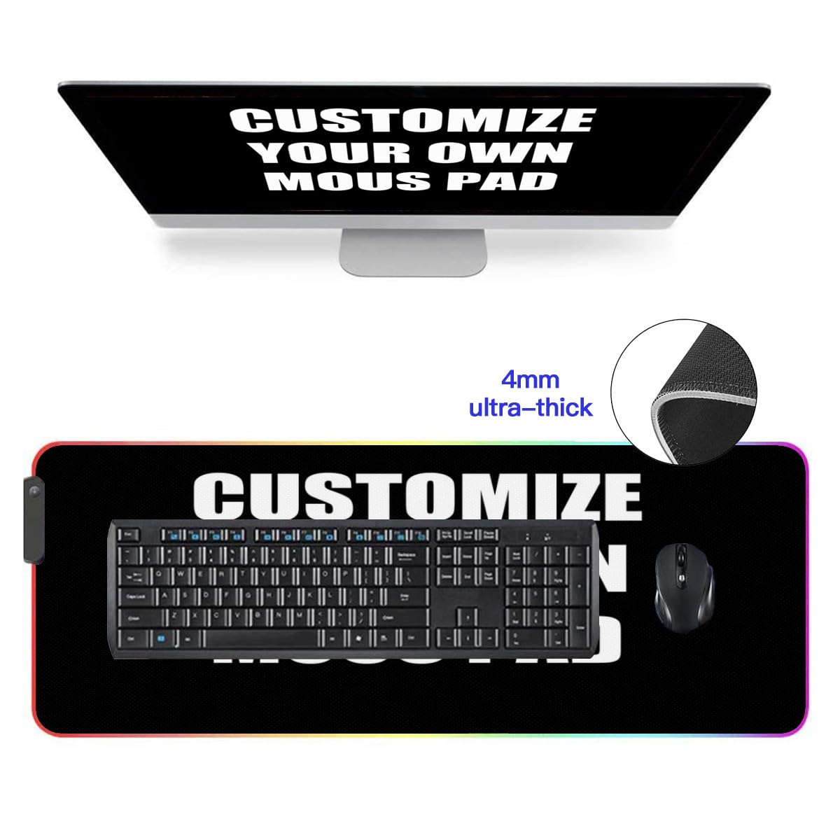 Leather Logo Desk Mat: Large Waterproof Mouse & Keyboard Pad - View #9