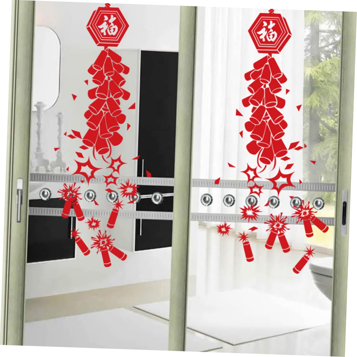 ULTECHNOVO 3pares Calcomanías De Ventana Festival De Pegatinas De Año Decoraciones Para y Instalación Material Diseño Alegre Para Ventanas y Paredes