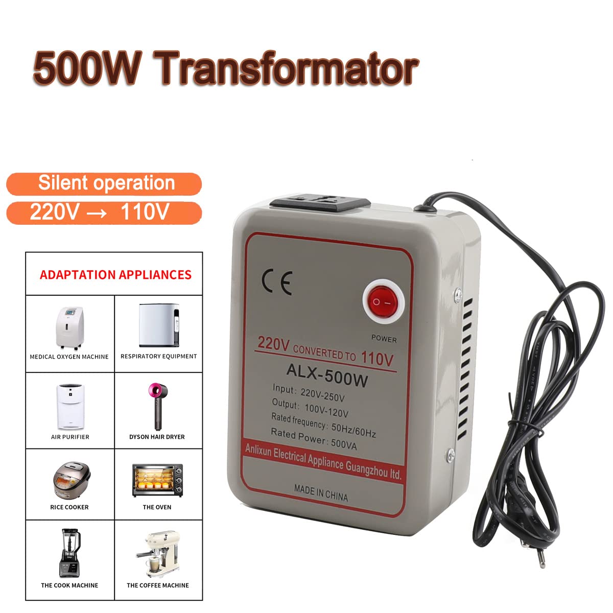 Transformador 220v a 110v Convertidor De Voltaje 500w Transformador Convertidor De Voltaje Abajador Convertidor De Tensión De Alimentación
