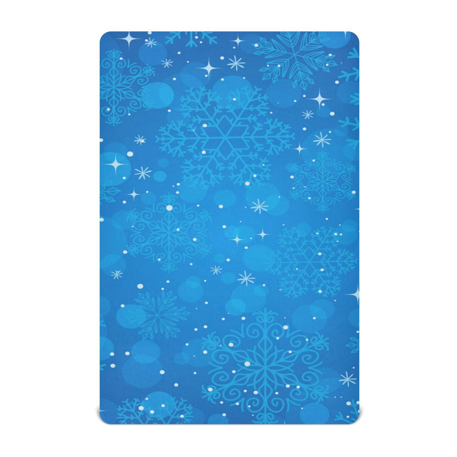 Moudou Blue Snowflake Playard Sheet for Boy Girls, Soft Breathable Fitted Toddler Sheet for Standard Playard Bed Mattress, 39 x 27 x 5 Inch