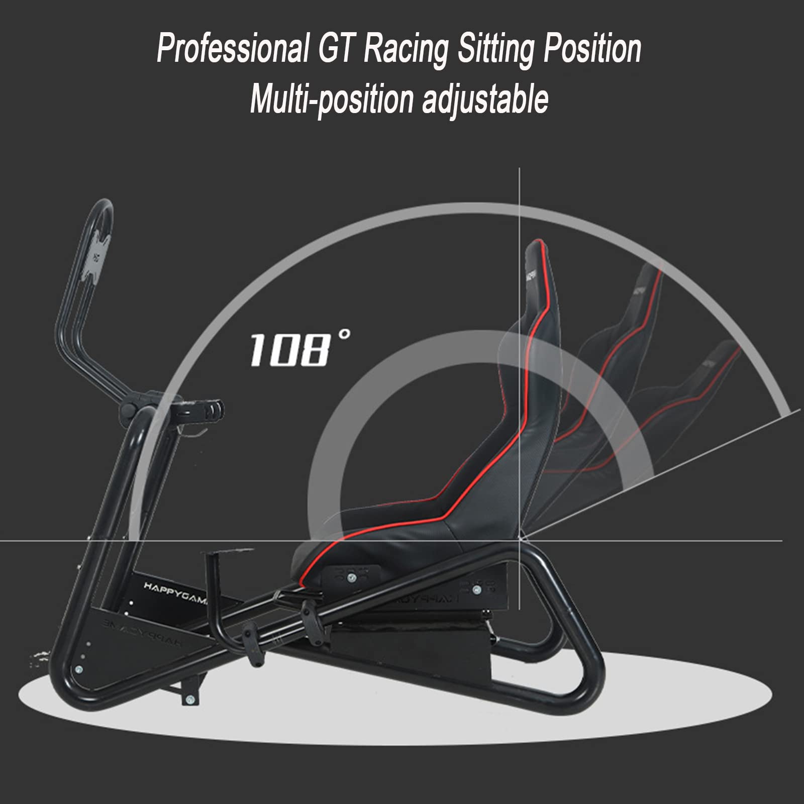 Cockpit simulateur de course, support réglable avec siège de course, mousse de soutien et cuir, design ergonomique pour une expérience de jeu améliorée
