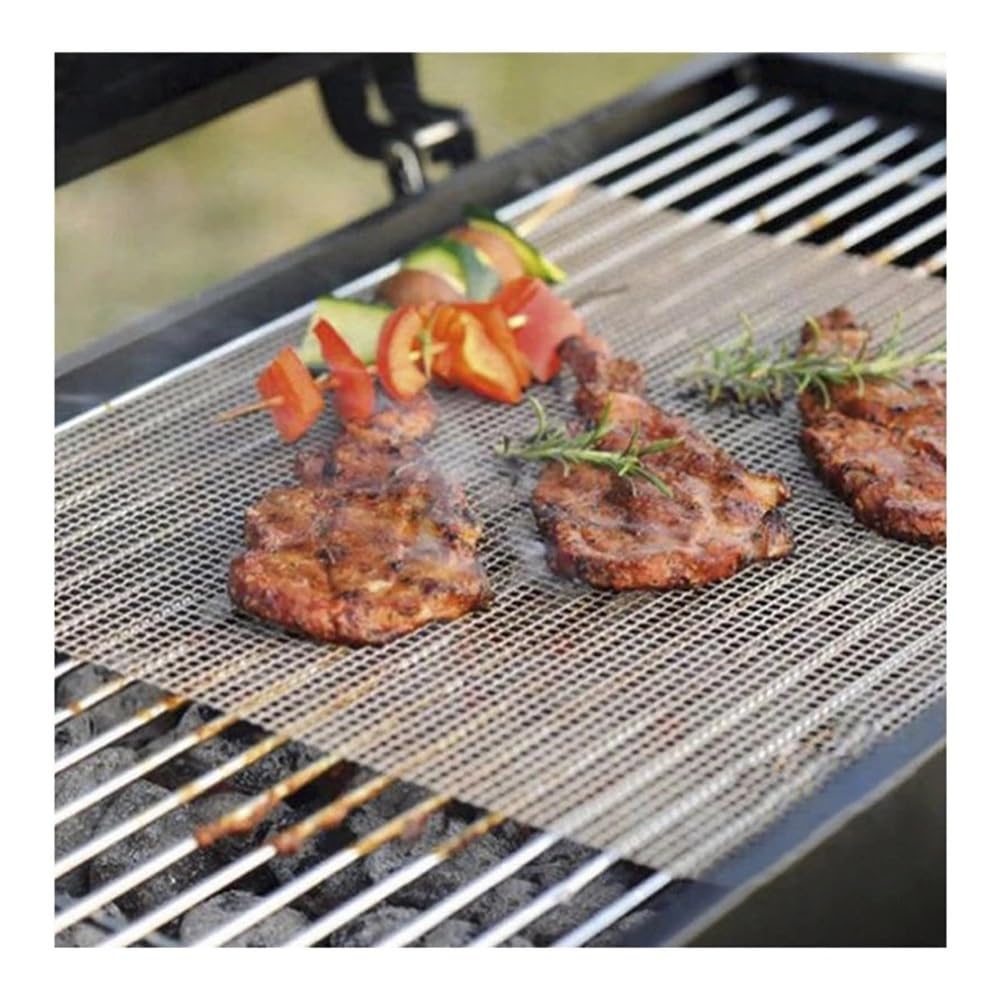 Antiadherente barbacoa parrilla Mats reutilizable resistencia al calor parrilla de red forma barbacoa malla Mat para actividades al aire libre Herramientas de barbacoa (04)