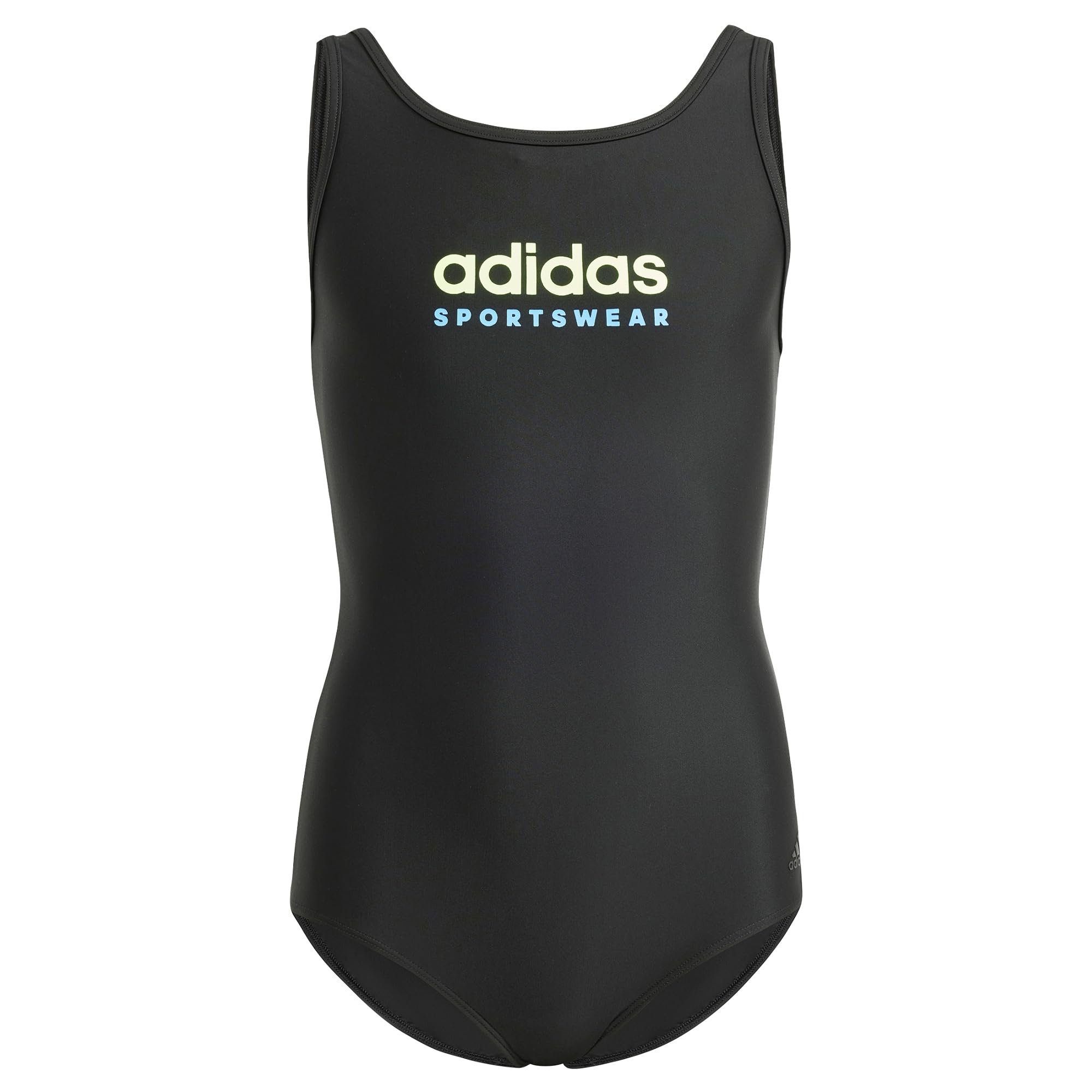 adidas Dziewczynki Sportswear U-Back Swimsuit Kids, Black/Green Spark, 5-6 Years