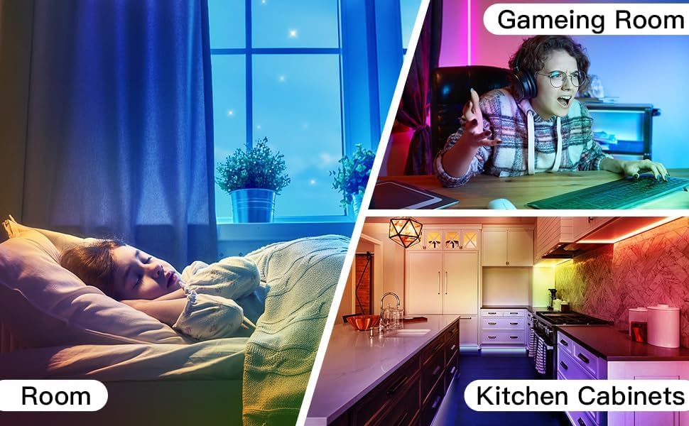 Tira de LED RGB 100ft para habitación con control APP y mando IR miniatura 6