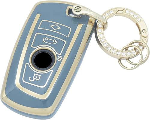 Miniatura 7 de Funda para llavero BMW con llavero, funda de cuero genuino para BMW serie 1, 3, 4, 5, 7, X3, X4, M5, M6, GT3, GT5, accesorios, azul