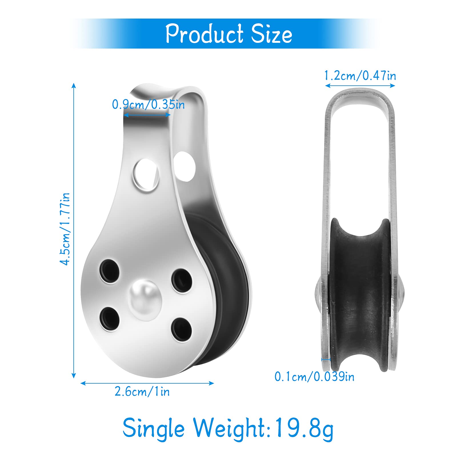 Buy 5 PCS Sailing Pulley Block Heavy Duty Stainless Steel Single Pulley