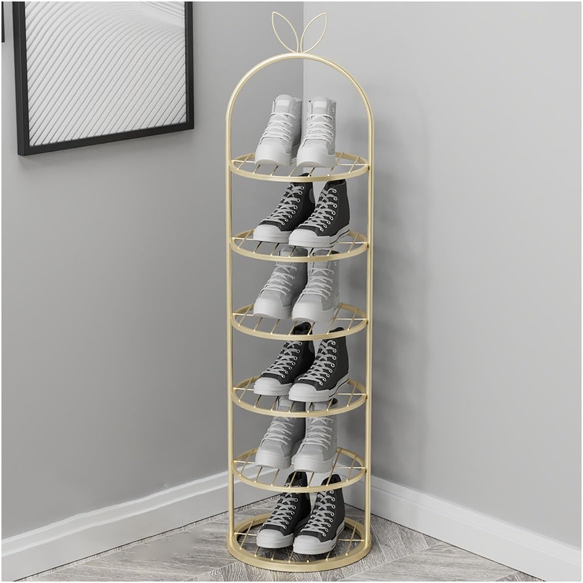 Shoe Racks Door Shoe Organizer Gold Multi-Layer Shoe Rack-Narrow Metal Shoe Storage Holder 3-8 Layers Vertical Shoe Tower for Entryway Hallway Dorm Bedroom 6 Layers