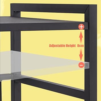 TOTEBOX Expandable Microwave Oven Rack, Kitchen Shelf with 6 Hooks, 2-Tier Kitchen Counter Organizer Shelf Stand, Pot Pan Grill Storage Racks, Carbon Steel Heavy Load 55lbs Capacity