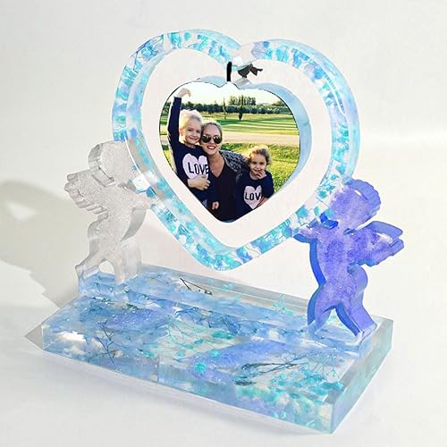 Miniatura 5 de Moldes de resina epoxi de amor, marcos de fotos de corazón, moldes de silicona con soporte, marco de fotos epoxi personalizado para manualidades,