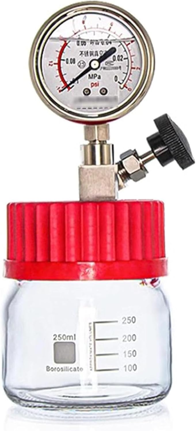 Glass Vacuum Chamber, Laboratory Degassing Chamber Kit, with Stainless Steel Gauge, Efficient Degassing and Bubble, for Silicone and Epoxies, Art Crafts