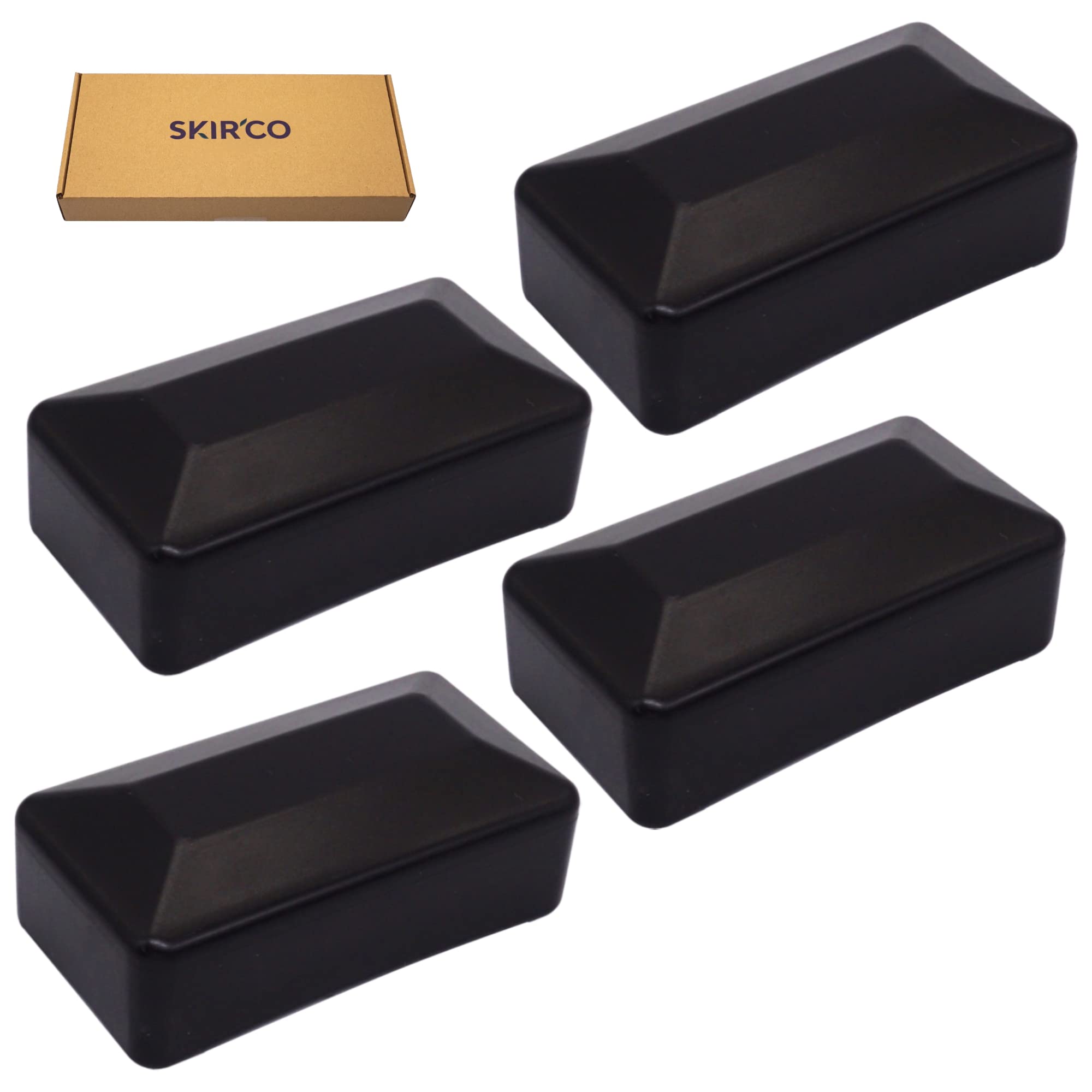 SKIR'CO (4 pcs) Fence Post Caps, Rectangular Black Plastic Caps 40 x 80 mm, Fence Post Covers, Jet Black RAL 9005 Colour - Image 2
