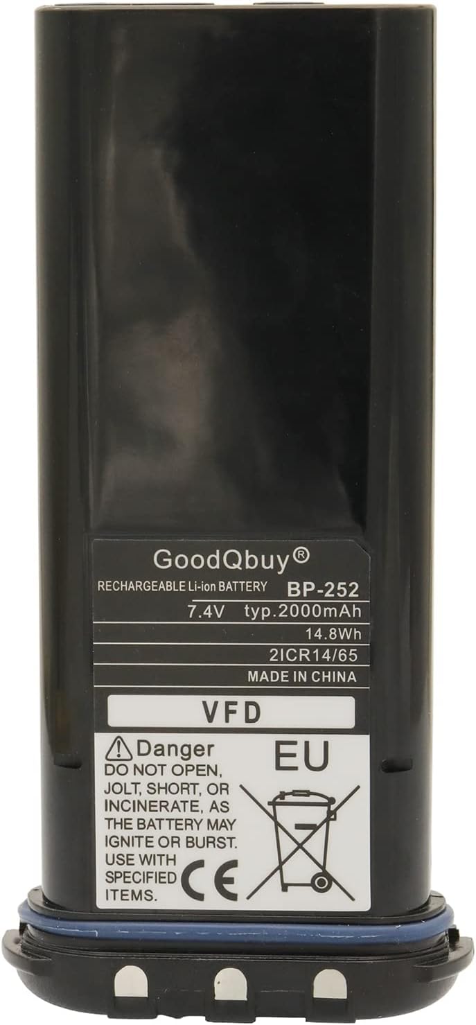 BP252 2000mAh 7.4V Two Way Radios Li-ion Replacement Battery Compatible with Icom Handheld Marine Radio IC-M36 IC-M34 BP-252