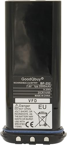 BP252 2000mAh 7.4V Radios bidireccionales Batería de repuesto de iones de litio compatible con Icom Radio marina portátil IC-M36 IC-M34 BP-252