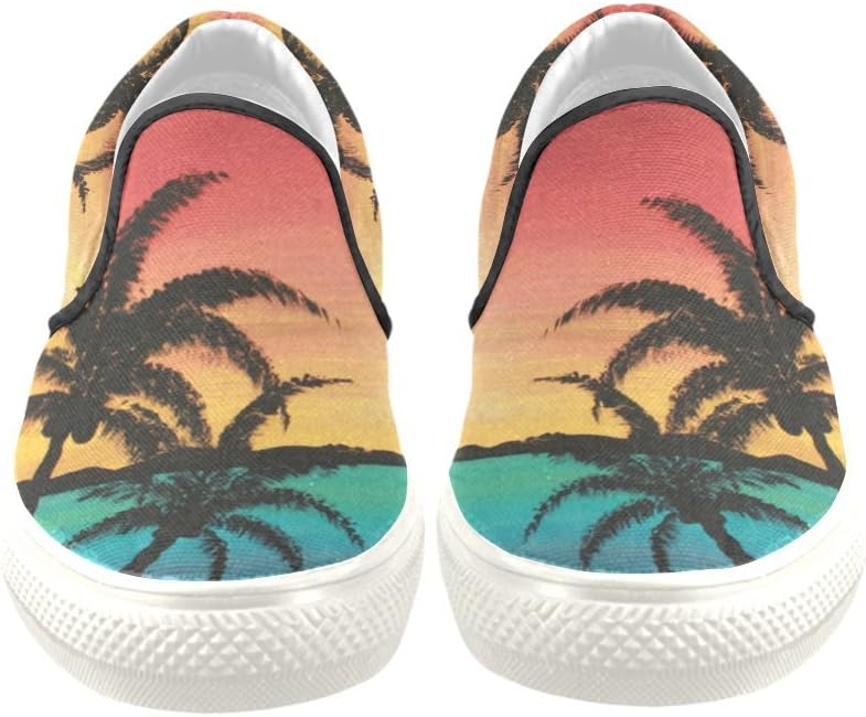 Canvas Shoes D-Story Palm Tree and Sea Men's Slip-on Fashion Sneaker