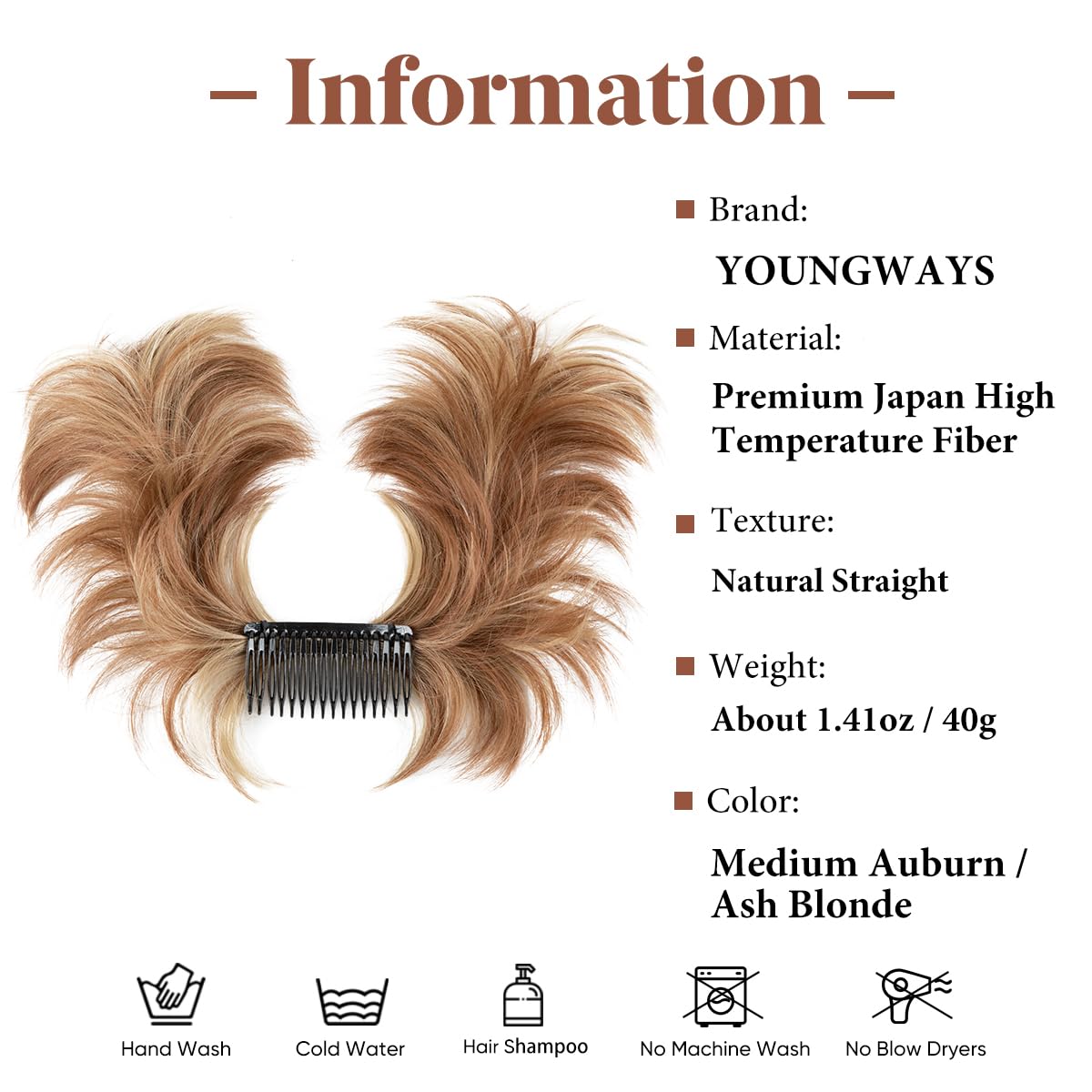 SARLA Messy Bun Hair Piece Side Comb Clip in Synthetic Hair Bun Hairpiece for Women Short Curved Versatile Adjustable Styles Easy Hair pieces (Medium Auburn/Ash Blonde) - Image 2