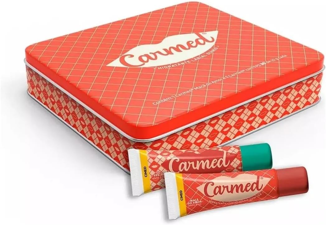 Kit Luxo Carmed Hidratante Labial Maçã Do Amor + Fps30 Lata Edição Limitada