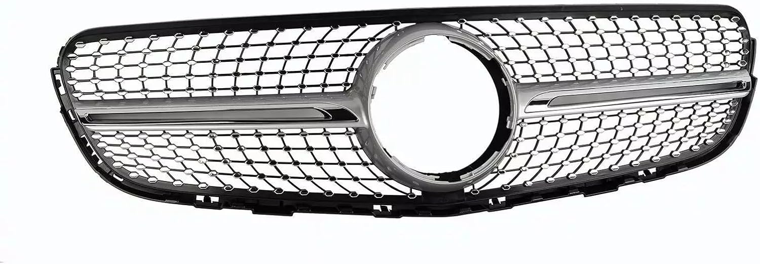 Front Chrome Diamond Grille Grill Front Upper Bumper Grille Grill Fit For Mercedes Benz X253 2015 2016 2017 2018 2019 GLC300 GLC43 Heat Corrosion Impact Resistant Silver + Black