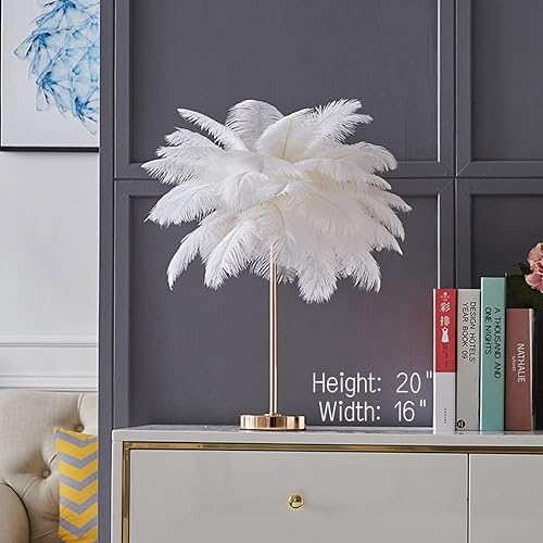 Miniatura 7 de LINCWONZ Lámpara de plumas de avestruz, lámparas de talbe rosadas para dormitorio de niñas, funky único, lindo lado de cama, mesita de noche