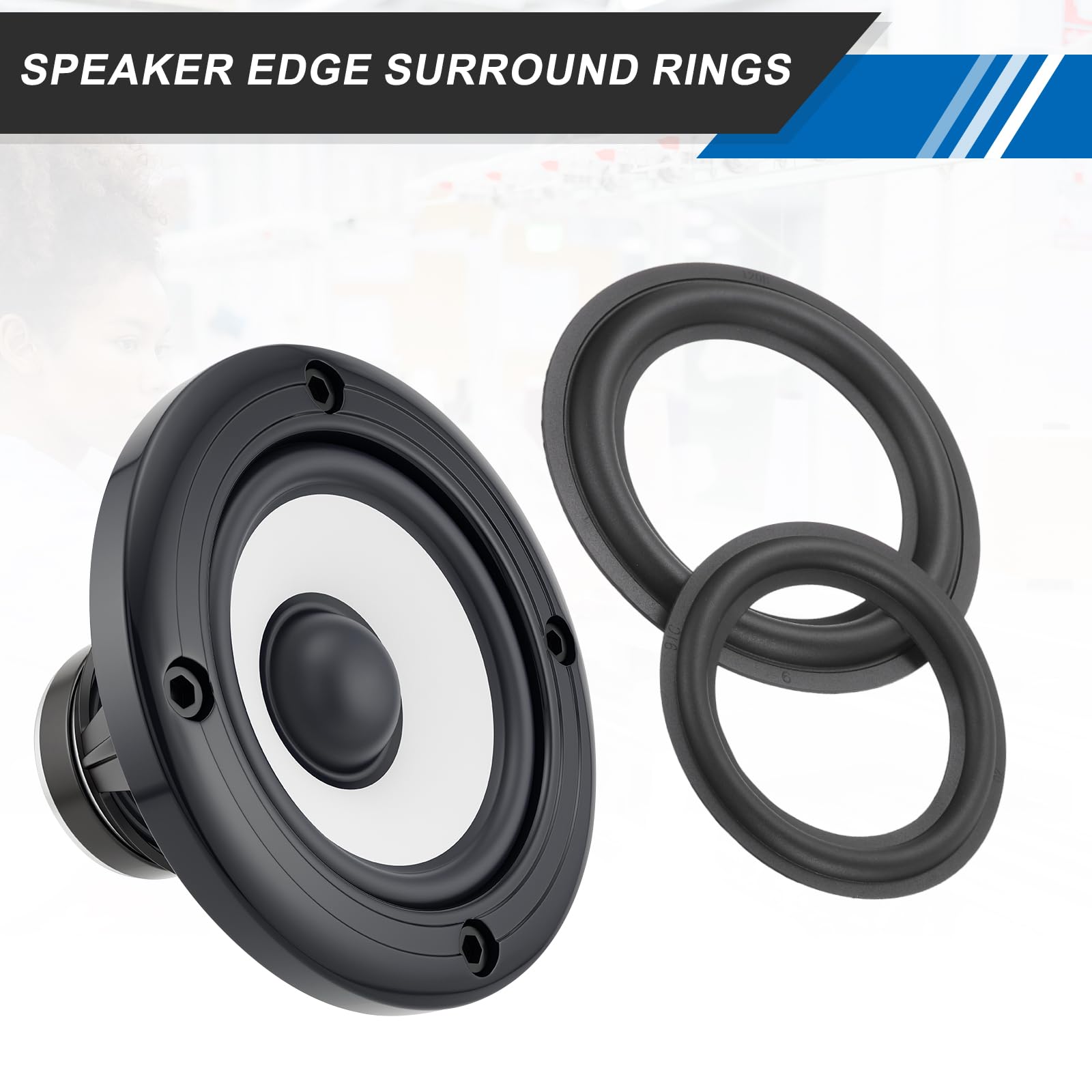 QUARKZMAN 4 Pezzi Anelli Di Gomma Per Altoparlante Da 4.5 Pollici 117x75mm (IDxOD) Anelli Per Subwoofer Forati Pezzi Di Ricambio Per Riparazione Altoparlanti O DIY, Nero