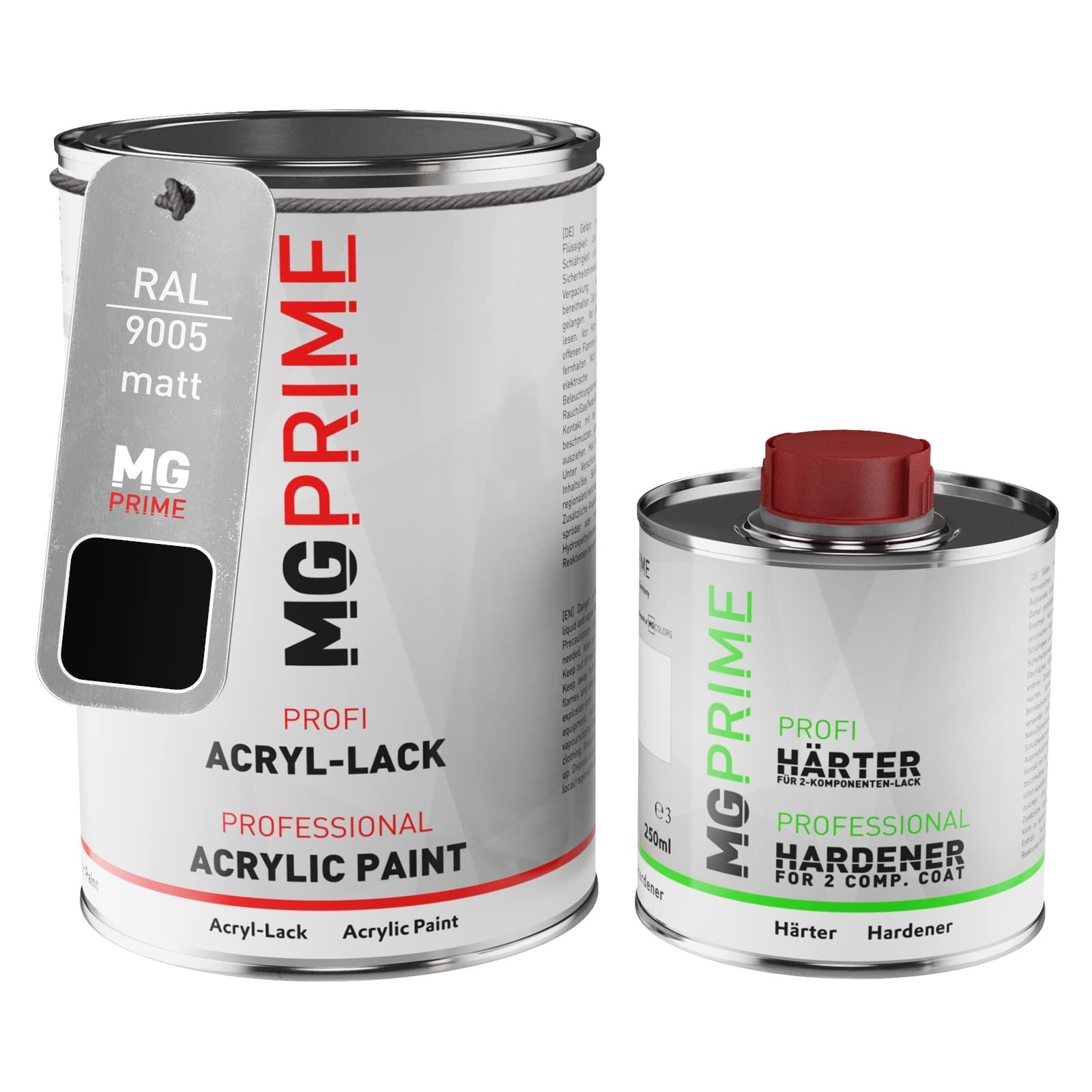 RAL 9005 Noir foncé / Jet black mat, pot de peinture acrylique 2K 1,5 L