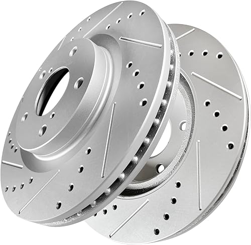 Miniatura 5 de WEIZE Kit de pastillas de freno de cerámica de fibra de carbono delantera y rotores ranurados perforados, compatible con Jeep CompassPatriot Dodge