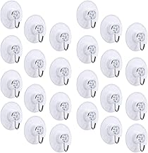 FOGAWA Suction Cups for Glass 24 Pieces 40 mm Suction Hooks Hangers Transparent Suction Cups with Hook Bathroom Kitchen Window Glass Mirror for Suspending, Christmas Decoration