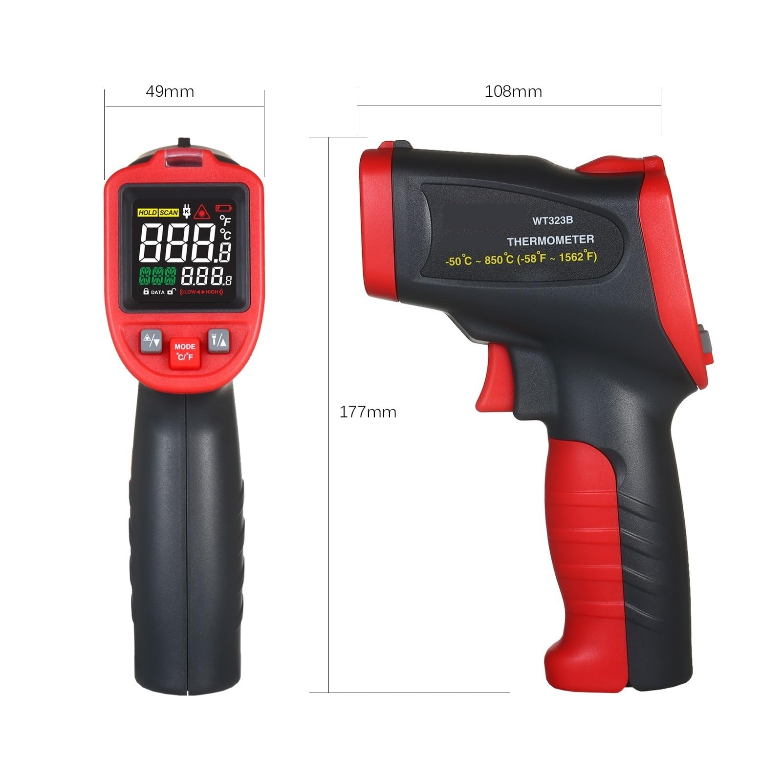 Industriethermometer, WT323B -50℃～850℃ Thermometerinstrument mit Handthermometer Typ K