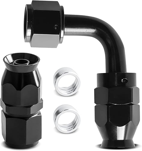 YIUIY Manguera de PTFE de 10AN para manguera de línea de combustible PTFE E85, adaptador de junta de 78-14UNF, negro (recto+90 grados)