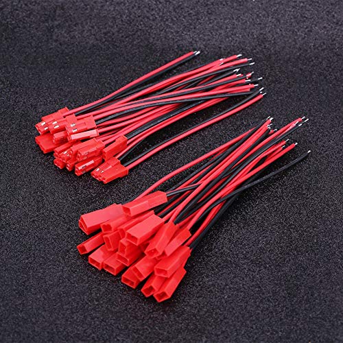 Dilwe 20Pcs JST Stecker- und Buchsenkabel 24 AWG 2-poliger Anschlussdraht Kompatibel mit RC Lipo Batterie