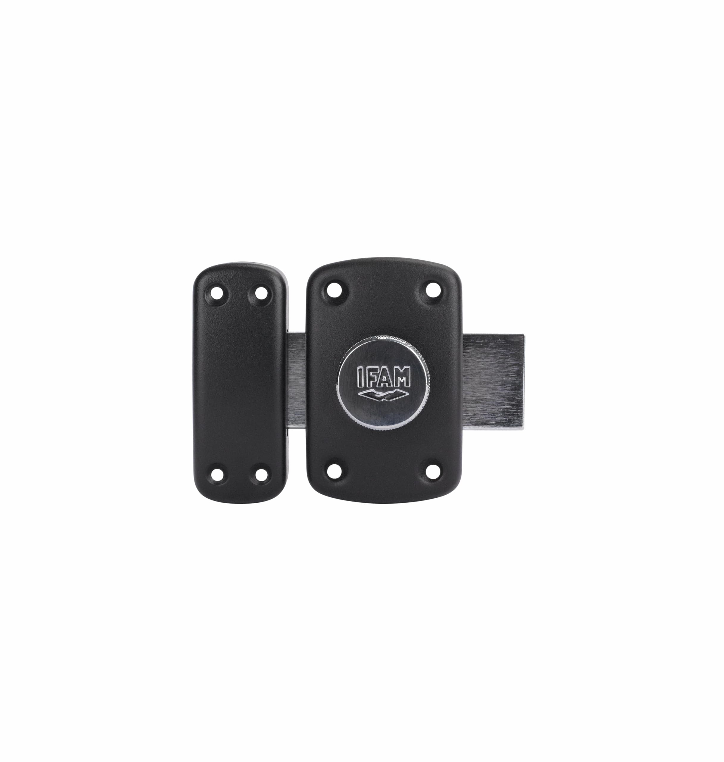 IFAM Verrou coulissant B6, boulon rotatif, verrou antivol pour porte, serrure superposée, levier 110 mm, 2 tours, 6 pistons, 3 clés de sécurité, idéal pour portes intérieures, couleur noire