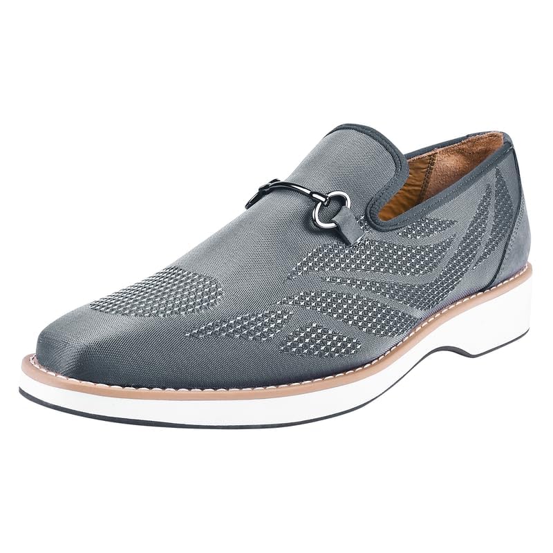 Image of LIBERTYZENO Mens Tuxedo Canvas Textile and Suede Leather Noble Loafers and Slip On Wedding Party Shoes for Easter Gift