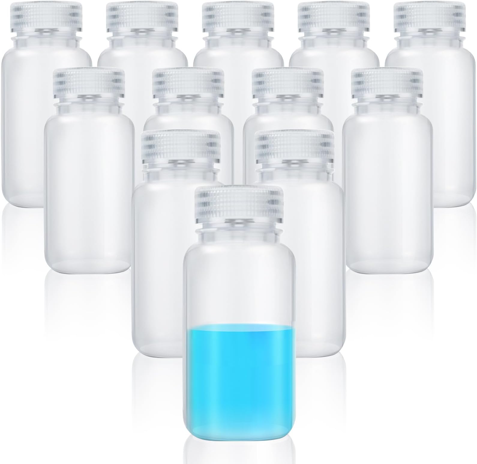 Tatuo 12 Pcs 8 oz 250 ml Polypropylene Reagent Bottle Plastic Sample Bottles with Screw Caps Transparent PP Sample Containers with Lid for Liquids, Laboratory, Storage at Home (Clear)