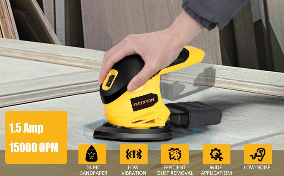 Miniatura 7 de Lijadora de detalles inalámbrica compatible con batería DeWalt de 20 V Max (solo herramienta), 12,000 OPM, 10 papeles de lija, bolsa de polvo para