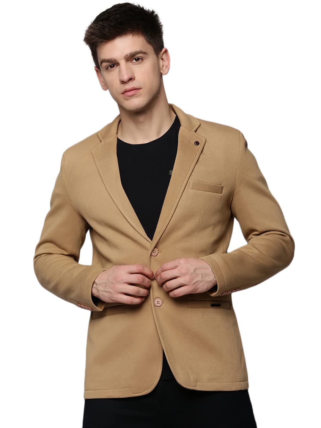 showoffff SHOWOFF Men's Notched Lapel Khaki Solid Blazer-AR-027_Khaki-picture-21
