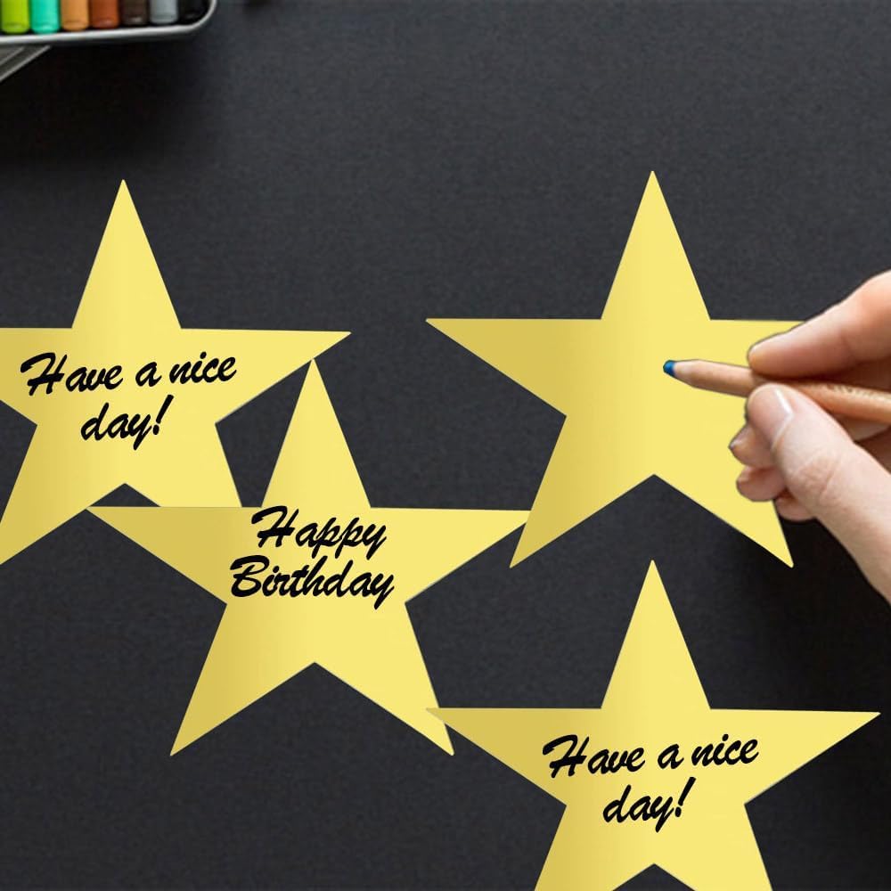 50 pezzi 28 cm Star Cutouts, Basicon, decorazioni a forma di stella di carta, a forma di stella, grande stella dorata, decorazione per tavola nera aula, parete per feste