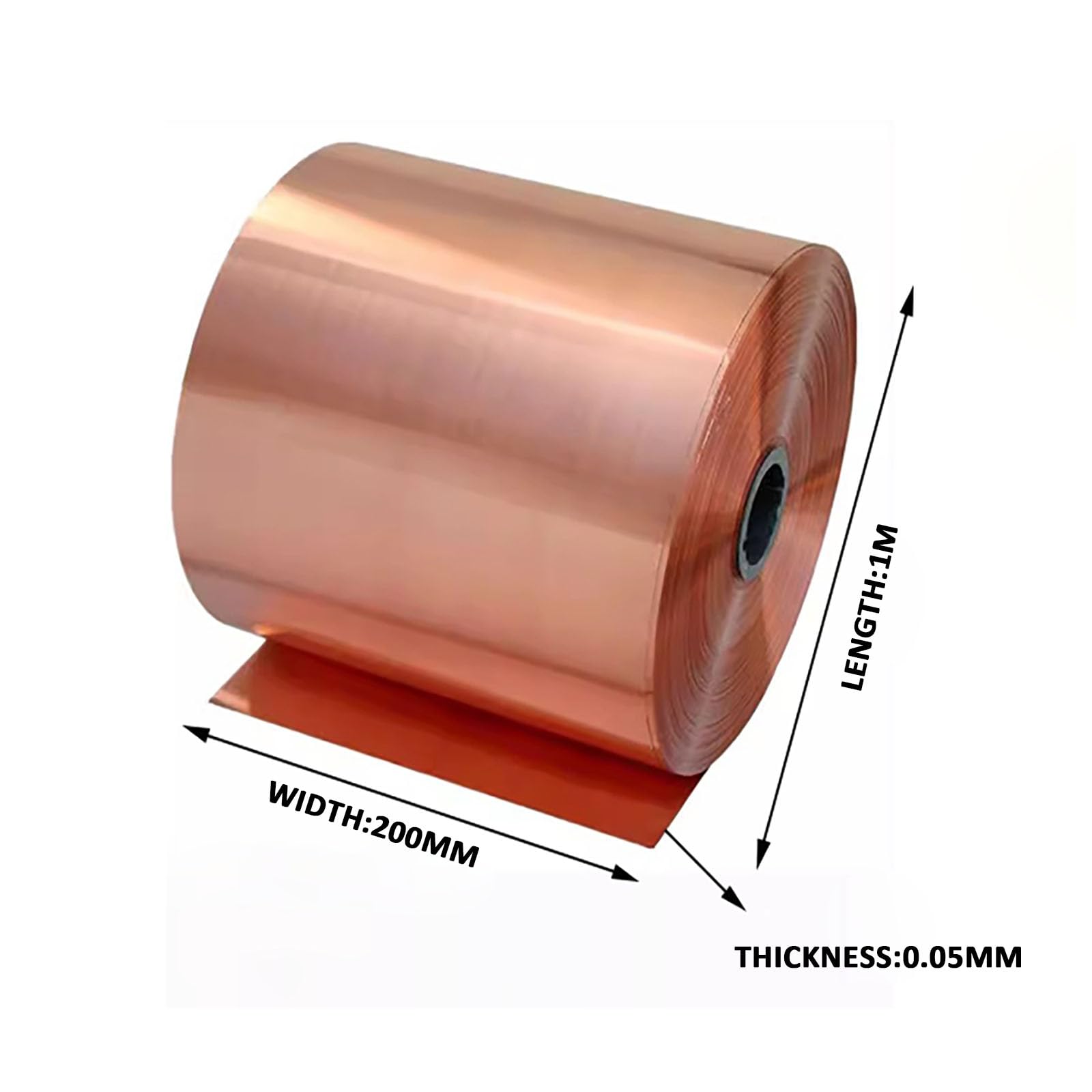 COYOUCO Thickness from 0.03mm to 1mm Copper Strip Width 200mm, Length 1 Meter Metal Foil Plate Suitable for DIY Project Electrical,0.05mm