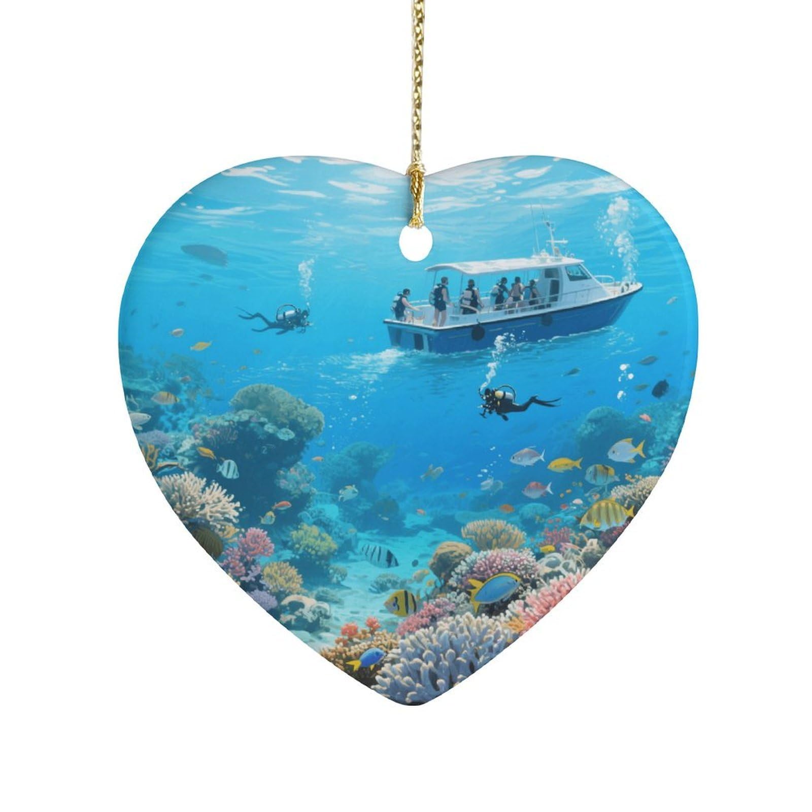 Fekiloot Style Great Barrier Reef Seascape Ceramic Ornament Home Decor Keepsake