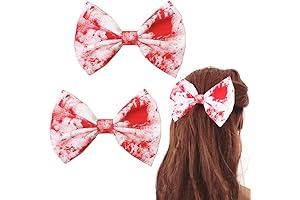2Pcs Halloween Hair Bows Clips Horror Red Blood Bow Clips Hairgrips