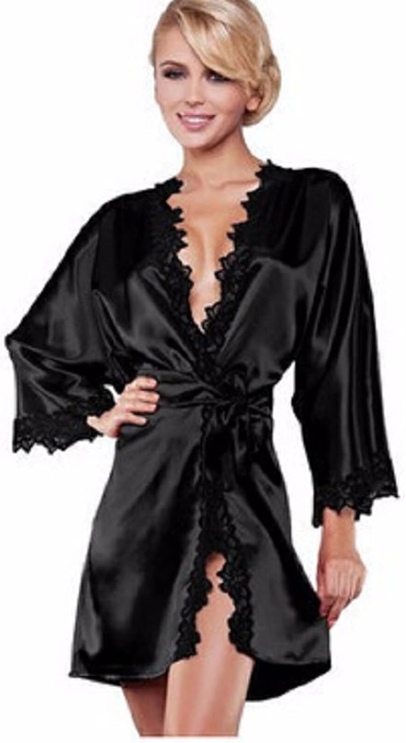 Women'S Lingerie Bathrobe Pajamas Lace Edge See-Through Underwear
