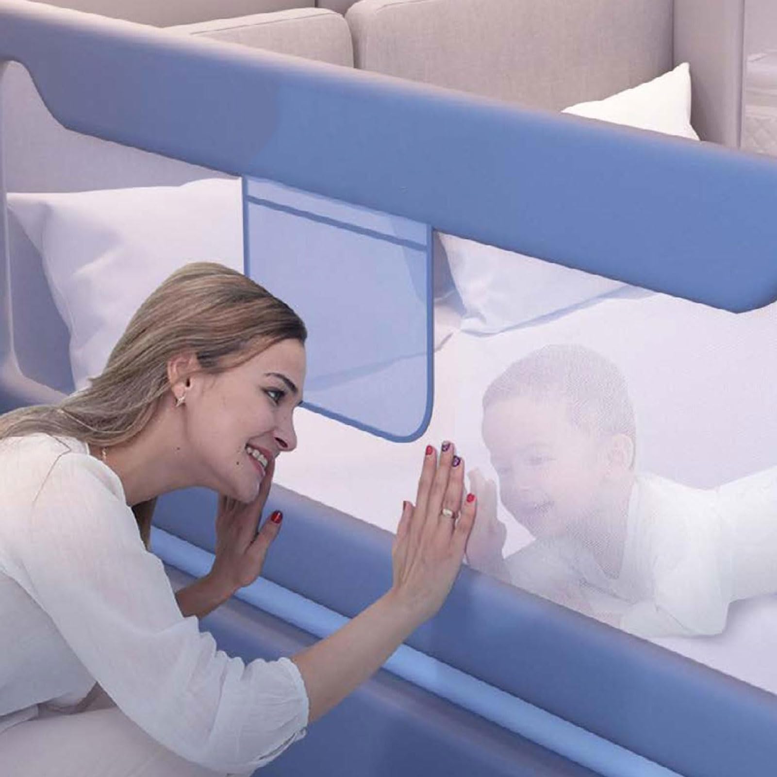 HUHJYUGE Bed Rail Guard, Barandilla de Cama para Niños, Barrera de Seguridad para Cama Bebé, Protección Anticaídas, Altura Regulable, para Muchos Tipos de Cama (A 1.2m)