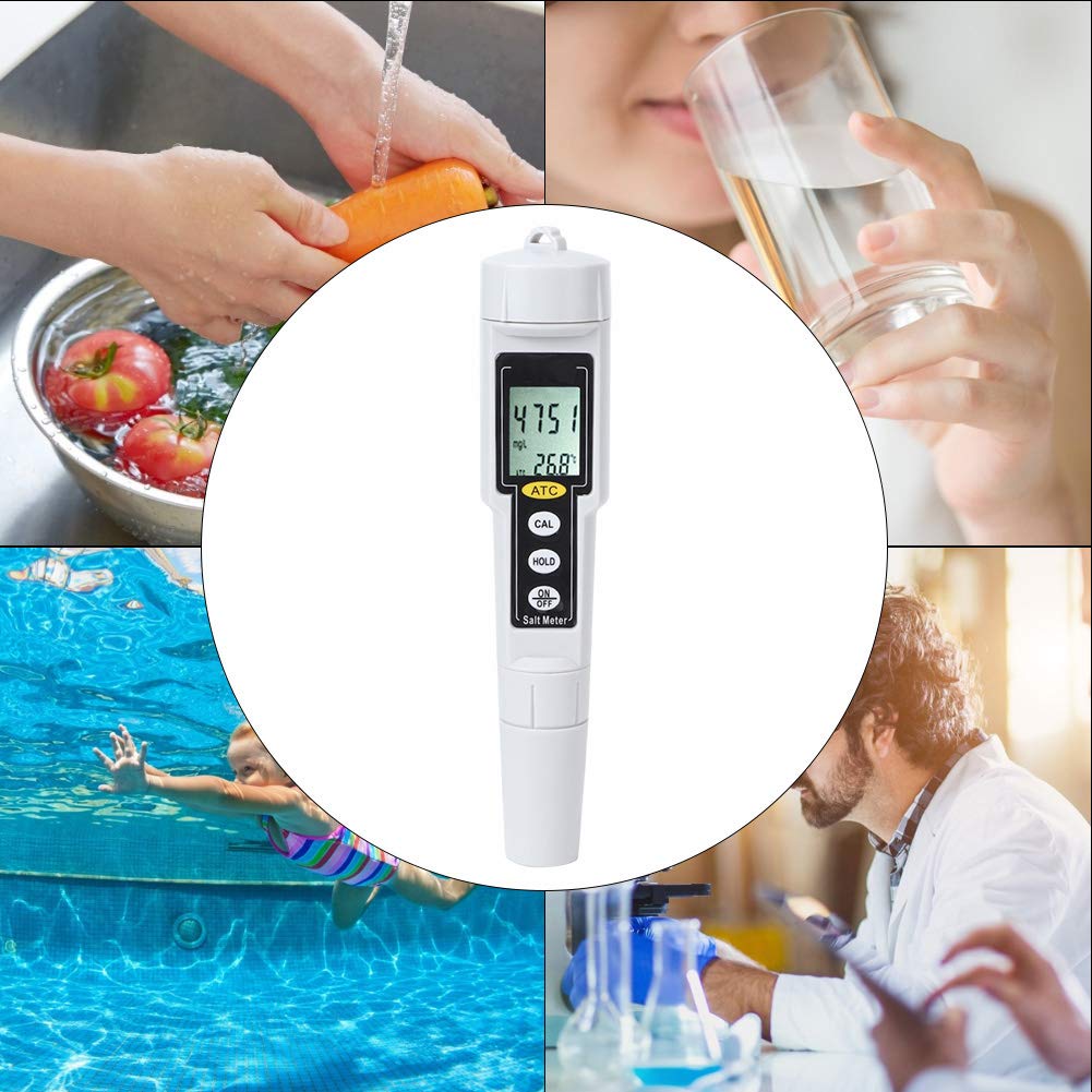 Generic Medidor de Salinidad Digital CT3081 Probador Portátil para Piscinas y Acuarios 7,3x1,5x1,5 Pulgadas de Alta Precisión