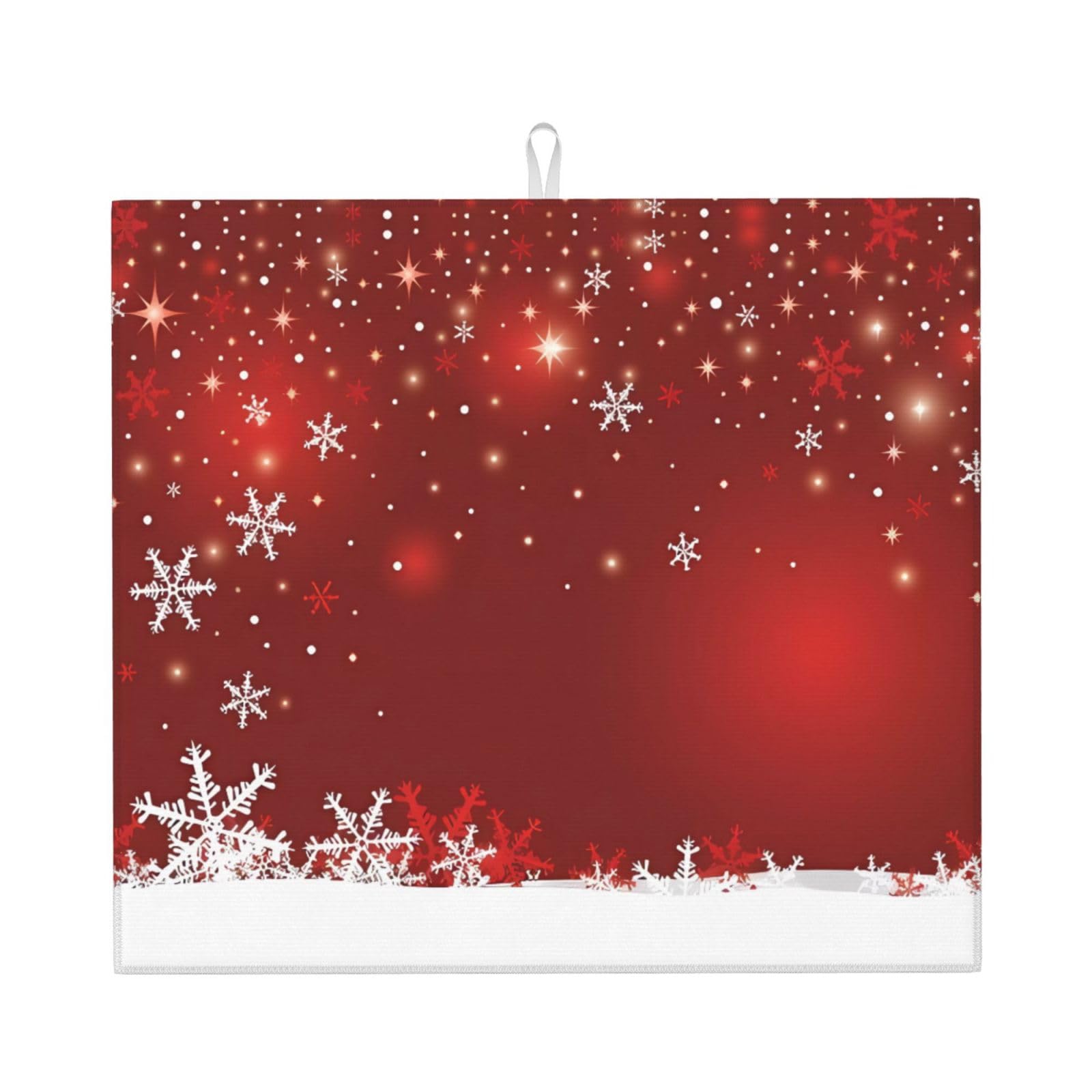 YYHWHJDE Glowing Snowflakes Prints Kitchen Drying Mat – Absorbent Dish Throw, Non-Slip Countertop Layer with Vibrant Prints, Ideal for Housewarming