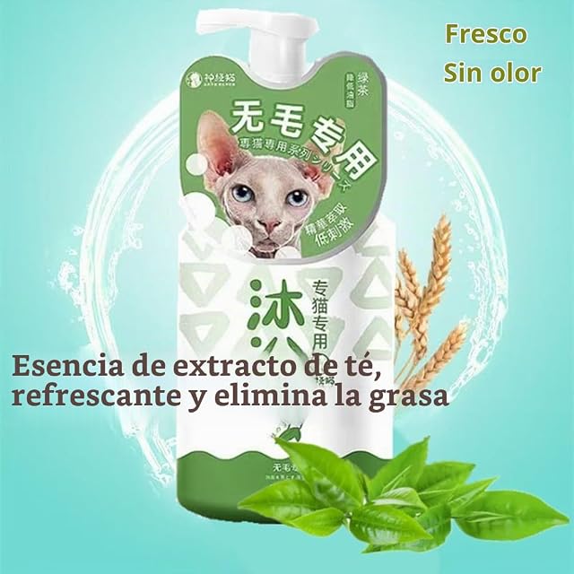 Foto 3 de 8 de Champú para Gatos Sphynx, Limpiador calmante para la Piel, Control eficaz de la Grasa