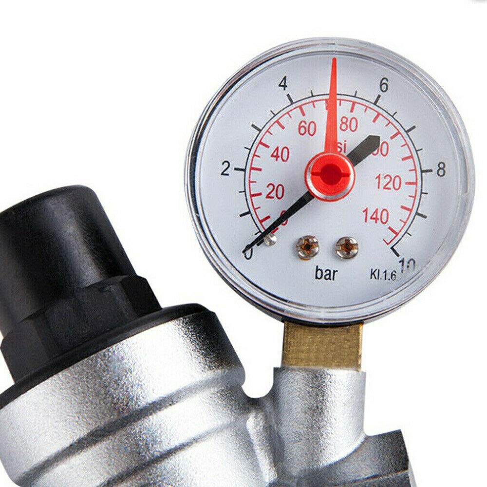 Valve de régulation de pression réglable en laiton avec manomètre pour eau (1,9 cm DN20)