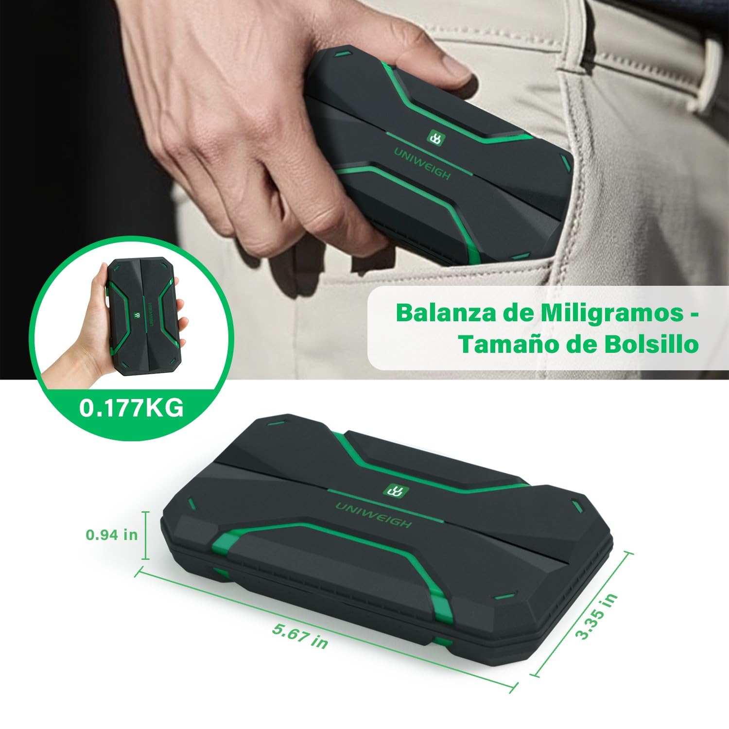 UNIWEIGH Báscula de precisión miligramos 0,001 g/50 g, digital para joyas, polvo, monedas, oro, piedras preciosas, recarga, microgramos, 6 unidades, tara, calibración