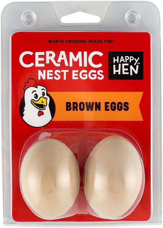 Happy Hen Treats Ceramic Nest Eggs, Brown