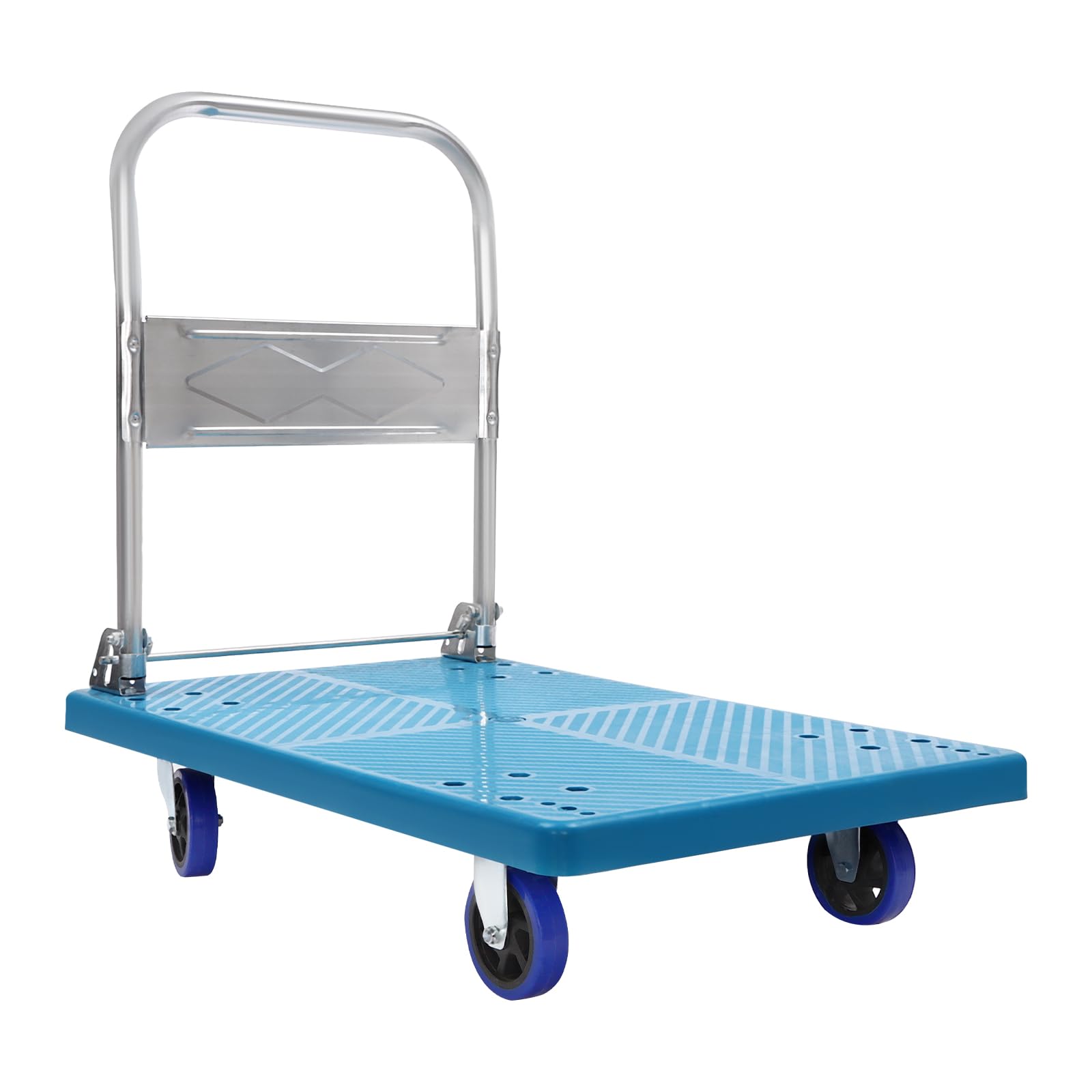 Carretilla de mano plegable con 300 kg de capacidad de carga, transporte de 4 ruedas, plegable, portátil, para equipaje, personal, viajes, reubicación y oficina (300 kg azul)