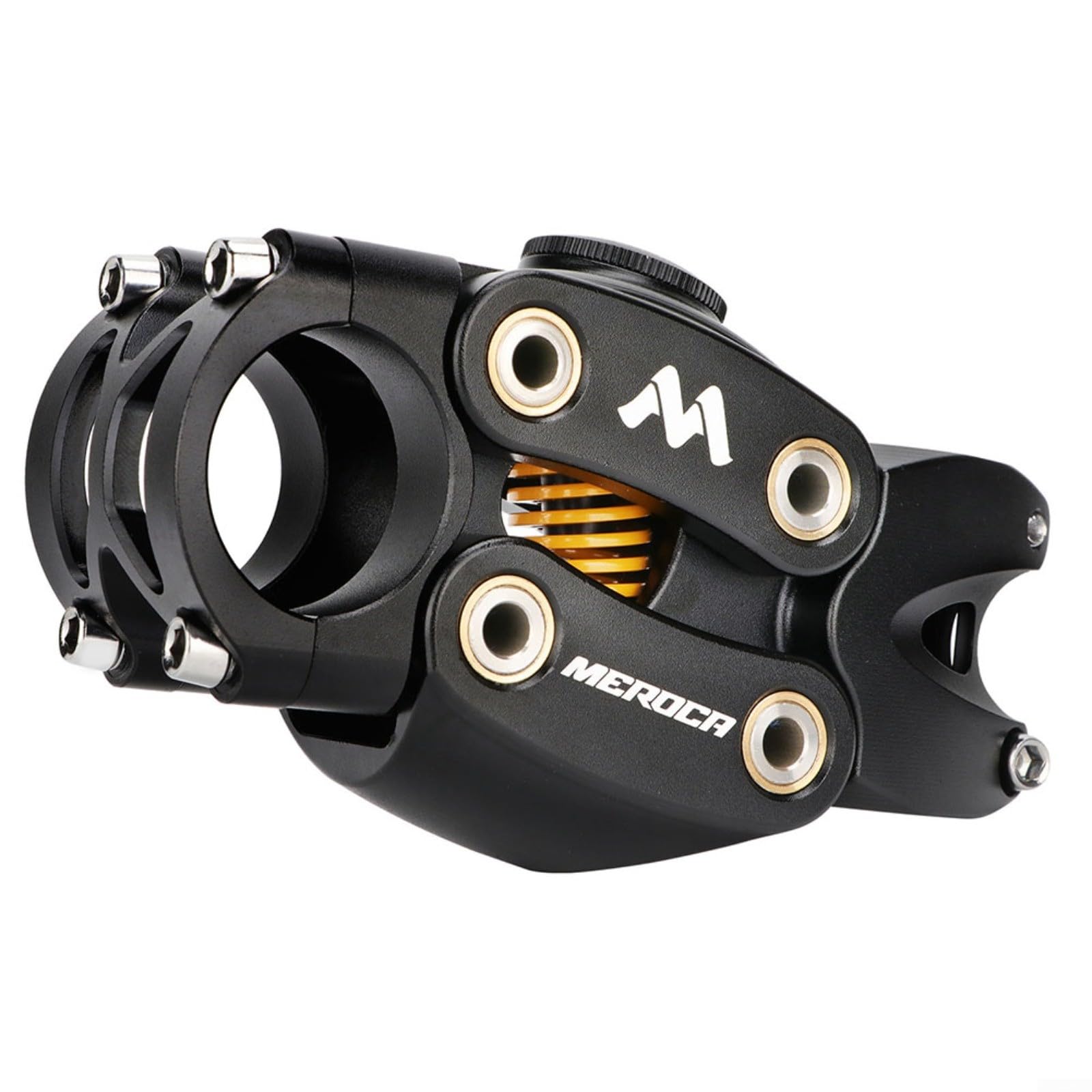 Potence de suspension réglable à 7° - 90 mm - Pour vélo électrique - En alliage d'aluminium - Absorption des chocs - Potence de guidon avec 4 ressorts