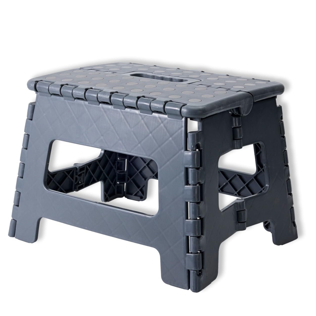 Envenzo Folding Step Stool, Portable PP Plastic Foldable Stool for Home, Kitchen, Bathroom and Travel, Grey, 29 x 22 x 22 cm